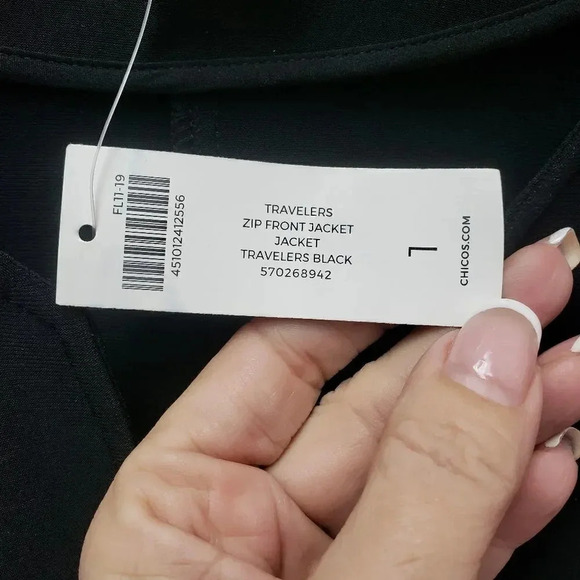 Chico's Travelers Black Jacket with Gold Zipper Accents New with Tag - Picture 4 of 7